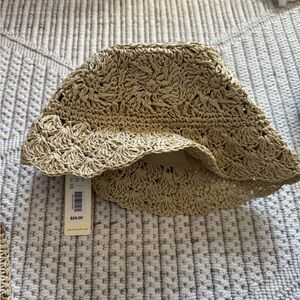 Stylish Tan Straw bucket Hat